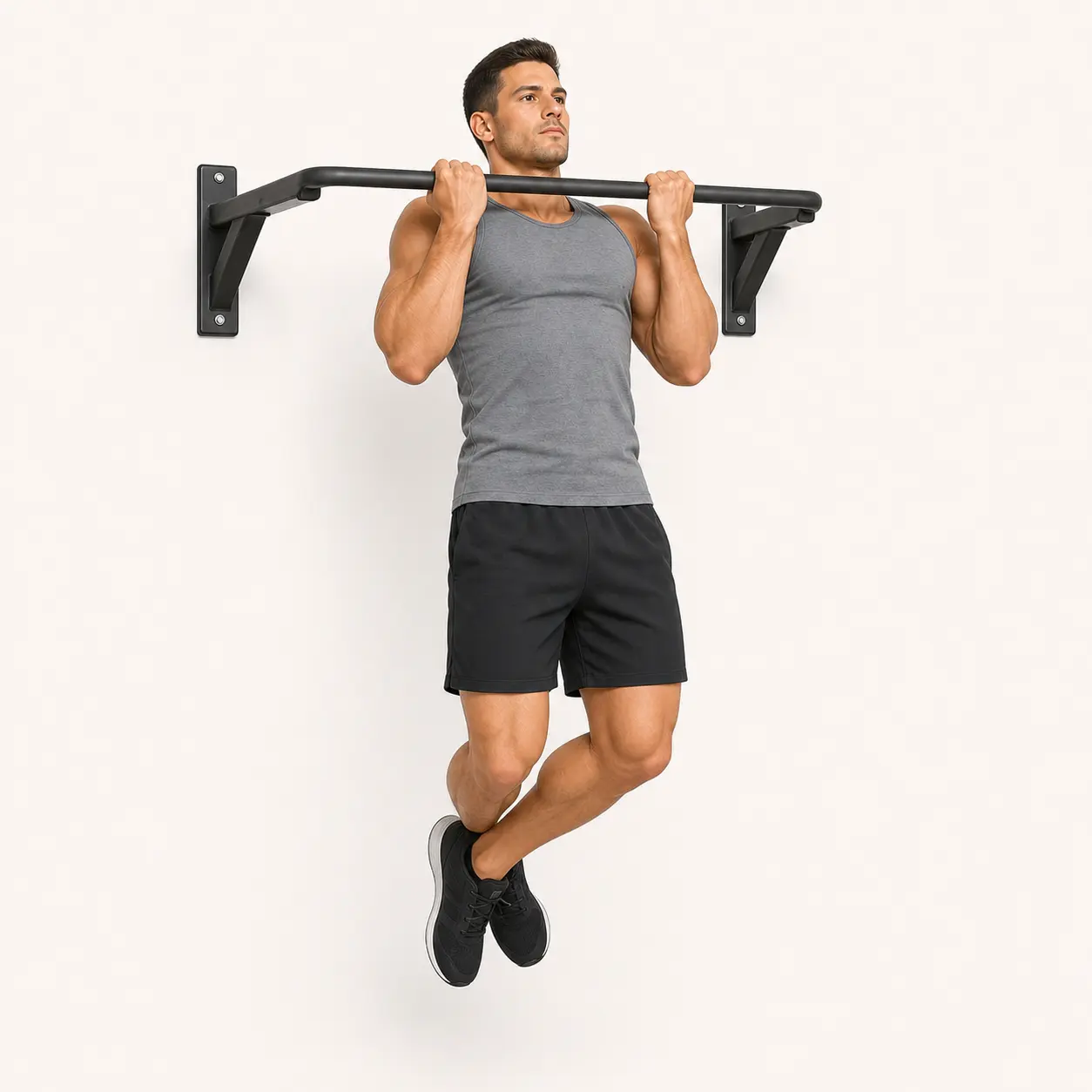Chin-up finish position with chest close to the bar and elbows driven down and back.